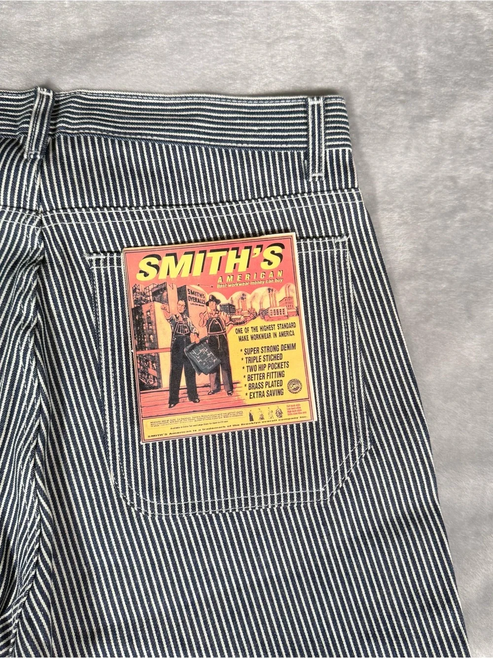 Smiths American Workwear Pinstripe Shorts Mens 32 8.5” Carpenter Blue NEW